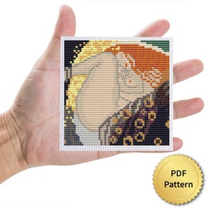 Tiny Danae by Gustav Klimt Cross Stitch Pattern. Miniature Art Cross Stitch, Easy Tiny Drawing Masterpiece. 4StitchLV