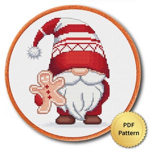 Christmas Gnome Cross Stitch Pattern, Easy Cute Christmas Embroidery, Counted Cross Stitch Chart, Modern Design. 4StitchLV