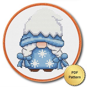 Gnome Cross Stitch Pattern, Easy for Beginner, Merry Christmas, Happy New Year, Counted Cross Stitch Chart, Modern Design. 4StitchLV
