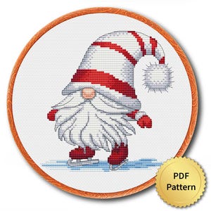 Christmas Gnome Cross Stitch Pattern, Easy Cute Christmas Embroidery, Counted Cross Stitch Chart, Modern Design. 4StitchLV