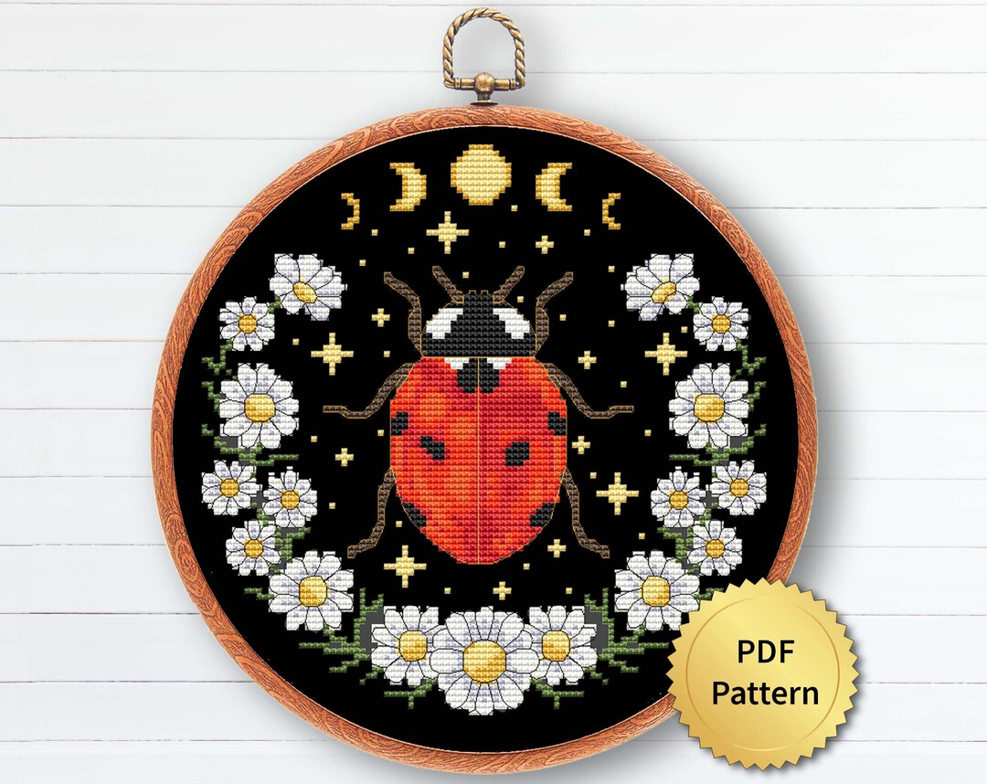 Witchy Insect Pattern Lady Bug Cross Stitch Pattern. Modern Cross Stitch. Mystic Magic ...