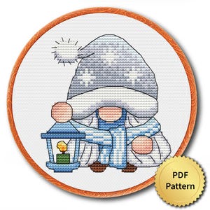 Gnome Cross Stitch Pattern, Easy for Beginner, Merry Christmas, Happy New Year, Counted Cross Stitch Chart, Modern Design. 4StitchLV