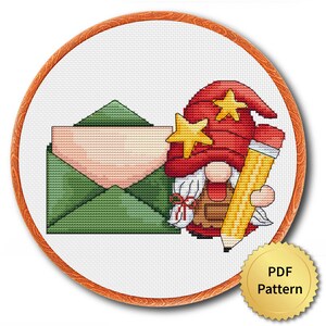 Gnome Cross Stitch Pattern, Easy for Beginner, Merry Christmas, Happy New Year, Counted Cross Stitch Chart, Modern Design. 4StitchLV