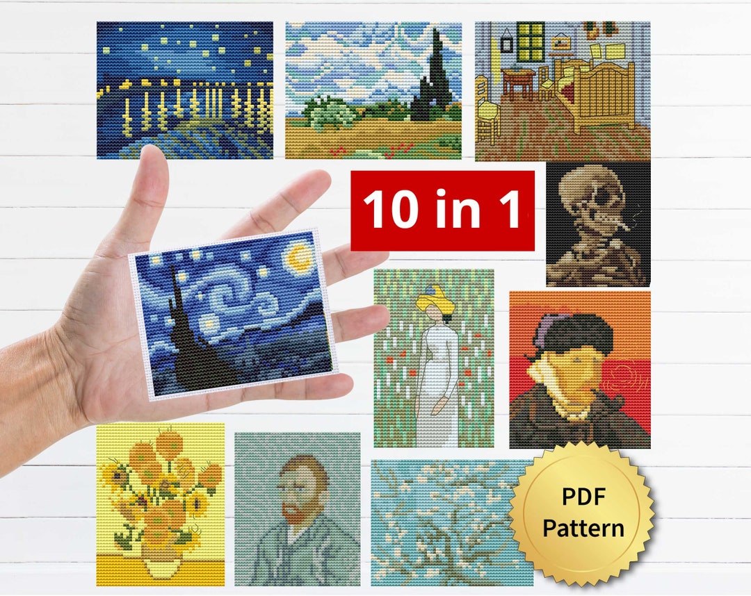 SET of 10 Vincent Van Gogh Cross Stitch Patterns. Miniature Etsy