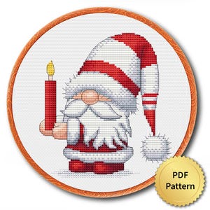 Christmas Gnome Cross Stitch Pattern, Easy Cute Christmas Embroidery, Counted Cross Stitch Chart, Modern Design. 4StitchLV