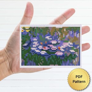 クロード・モネ作「睡蓮」のクロスステッチ図案。ミニチュアアートの傑作。4StitchLV