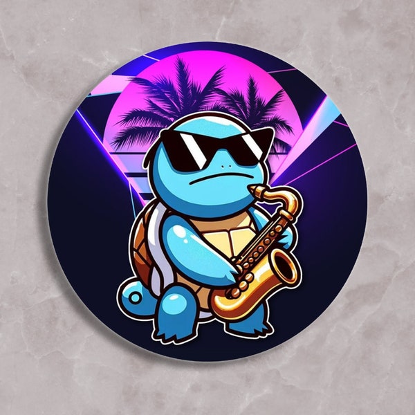 Squirtle Saxophone Sticker - Pokemon Sticker - Squirtle Squad Sticker- Waterproof Vinyl - Laptop, Notebook, Water Bottle Decoration