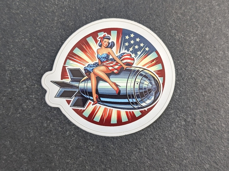 Pin Up Vector Stickers Vintage Pinup Girl Riding Bomb Sticker Retro Bombshell Decal Laptop ...