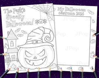 Personalized Spooky Halloween Coloring Pages (PDF)