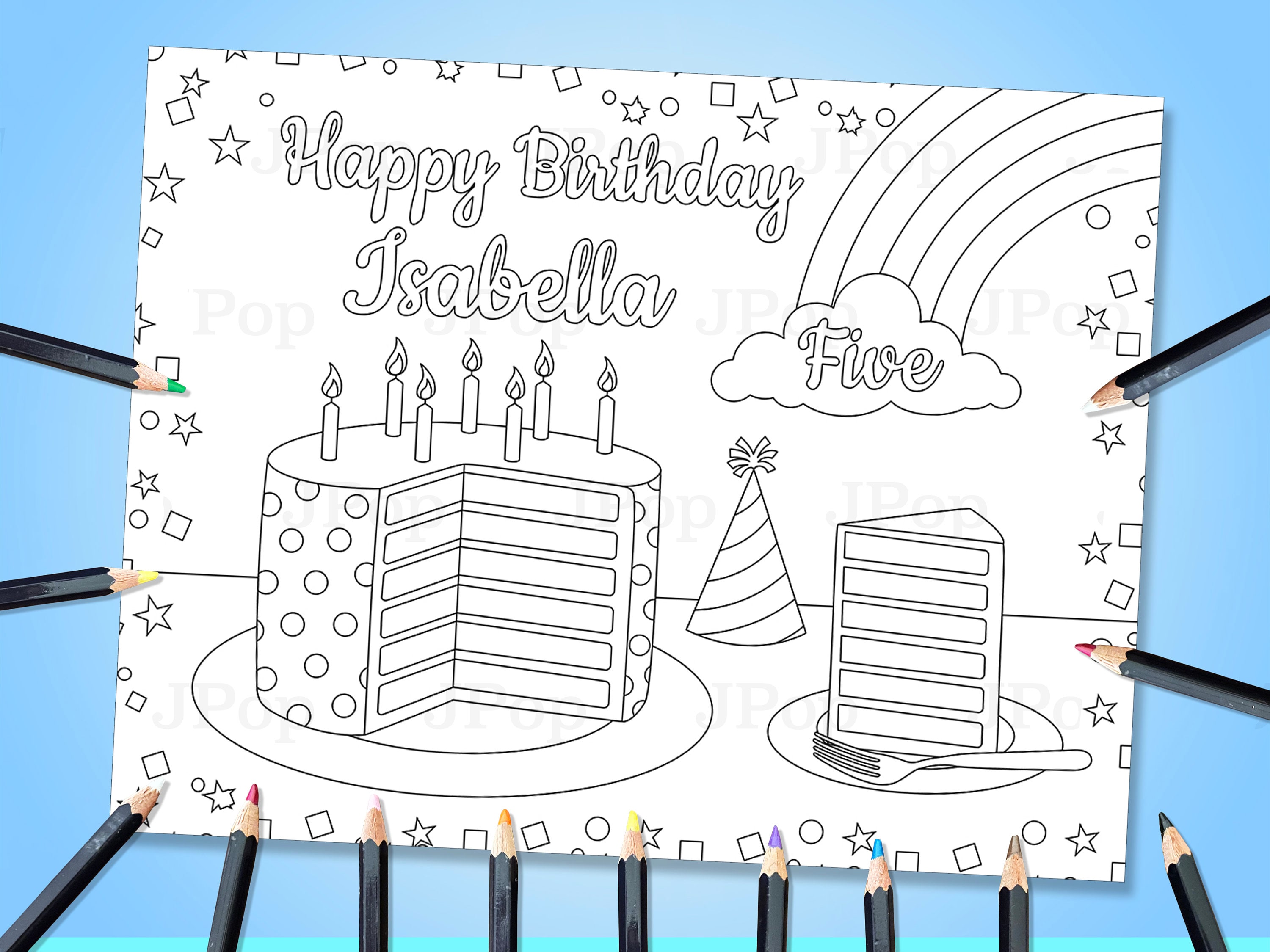 Printable Personalized Coloring Pages - Rainbow Cake Coloring Pages ...