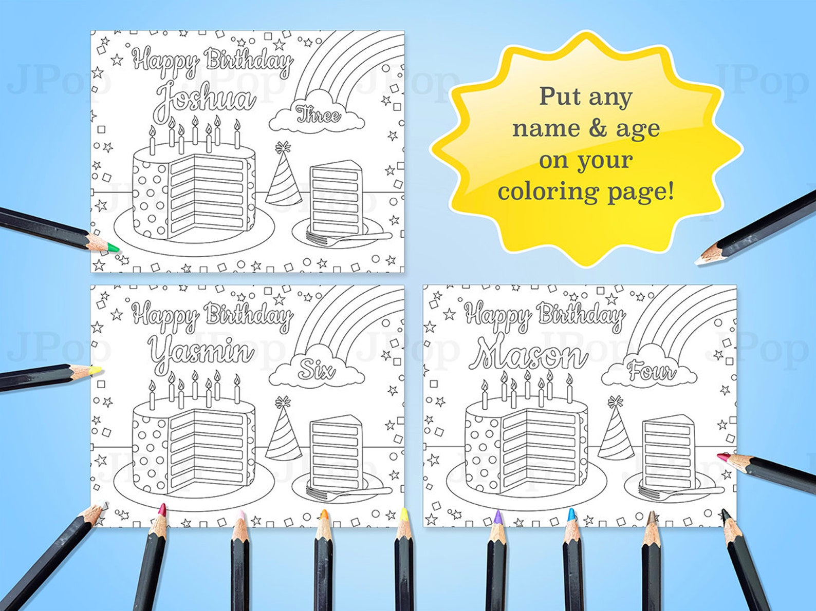 Printable Personalized Coloring Pages - Rainbow Cake Coloring Pages ...