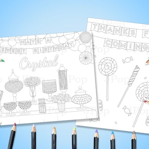 Printable Personalized Coloring Pages - Candy Themed Coloring Pages - Candy Party - Customizable Coloring Pages - Custom Coloring Pages