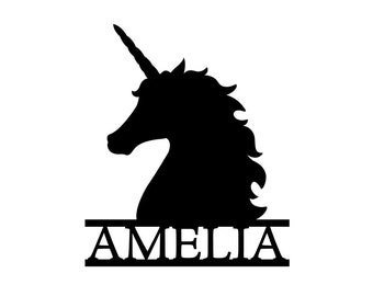 Unicorn Name Sign - Personalized Unicorn Room Sign - Unicorn Silhouette - Unicorn .png .svg .eps .ai file for Cricut Vector Download