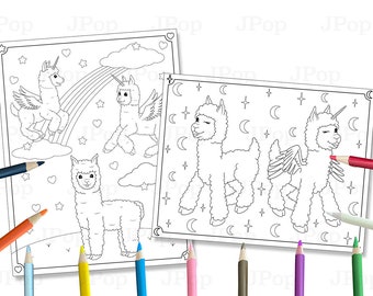 Printable Kawaii Alpaca Coloring Pages (PDF)