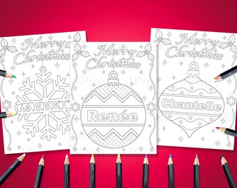 Personalized Christmas Ornament Coloring Page (Digital Download)