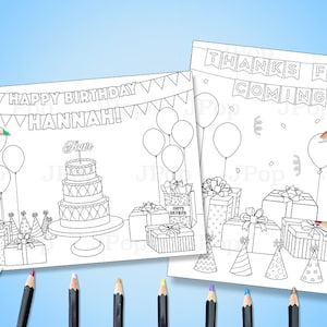 Printable Happy Birthday Coloring Pages - Happy Birthday - Personalized Coloring Pages - Customizable Coloring Pages - Custom Coloring Pages