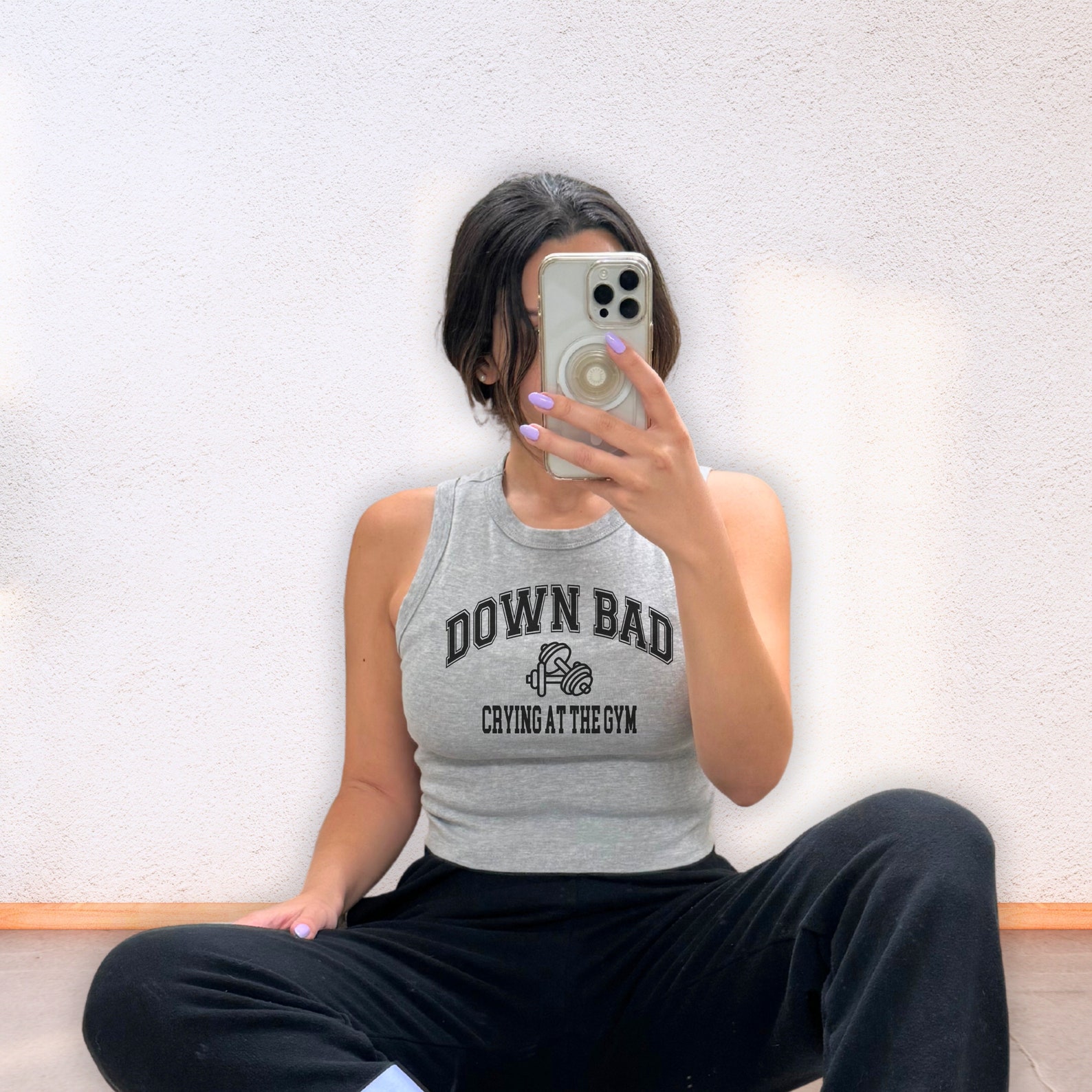 Crying at the Gym Tank Top,down Bad Gym Shirt,women's Cropped Racer ...