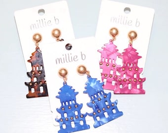 acrylic pagoda earrings