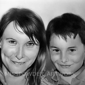 Portraits personnalisés réalisés au crayon graphite sur-mesure à partir de vos photos montages possibles image 3