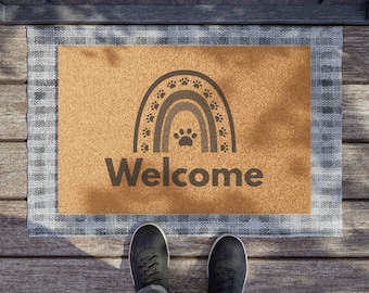 Dog Welcome mat, welcome mat with dog, dog doormat, funny dog doormat, doormat with dog, housewarming gift, dog door mat, dog front door mat