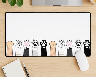Cat desk mat, xl desk mat, cat mouse pad, cute mousepad, desk mat, cute cat mouse pad, cute cat desk mat, white desk mat, gaming desk mat