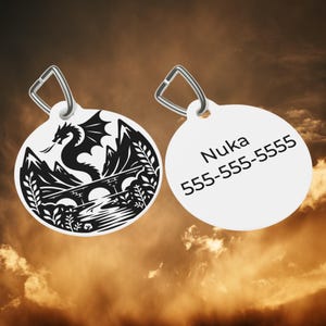 Custom dragon pet tag, dragon dog tag, dog dragon, fantasy dog tag, pet id tag, cat tag, pet tag personalized, gift for dog, bookish dog