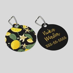 Custom Lemon Pet ID Tag, Personalized Citrus Dog Tag, Cute Summer Fruit Pet Name Tag, Custom Pet Collar Charm, Double-Sided Pet Tag, Pet Tag