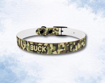 Personalized Camo Dog Collar with Name, Custom Camouflage Pet Collar for Dogs, Durable Adjustable Hunting Dog Collar, Gift for Outdoor Dogs