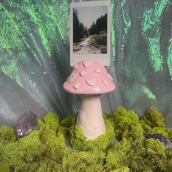 Porte-photos en forme de coeur de champignon