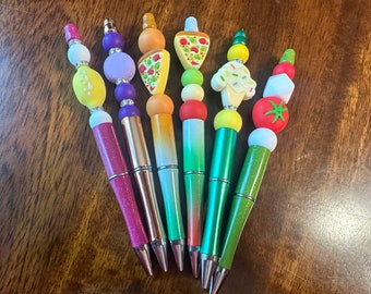 Foodie, Food, Pizza, Ice Cream, Macaroon, Tomato, Lemon Silicone Beaded Pens