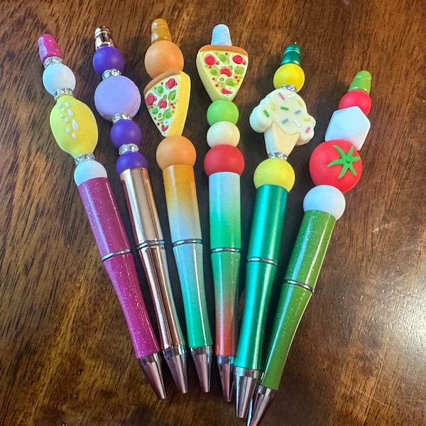 Foodie, Food, Pizza, Ice Cream, Macaroon, Tomato, Lemon Silicone Beaded Pens