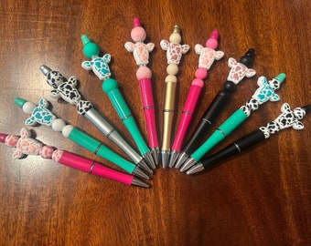 Cow Print Skull Silicone Bead Pens