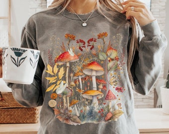 Vintage Pilz Sweatshirt Cottagecore Pullover Witchy Goblincore Sweatshirt Herbst Pullover Herbst ästhetische Forestcore Cottage Core Kleidung