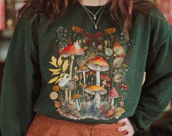 Mushroom sweatshirt goblincore sweatshirt cottagecore sweater mushroom sweater granola girl clothing goblincore sweater mushroom clothing