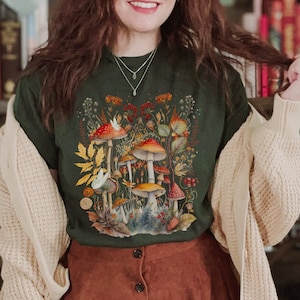 Goblincore shirt mushroom shirt cottagecore shirt fairycore shirt naturecore shirt granola girl autumn aesthetic  boho tshirt green witch