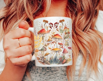 Mushroom mug cottagecore coffee mug mushroom ceramic mug mushroom cup enchanted forest mug mother's day mug father's day mug cottage core