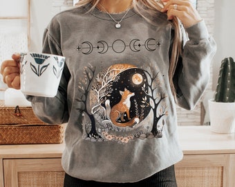 Goblincore sweatshirt fox witchy whimsigoth t-shirt celestial fairycore dark cottagecore shirt nature witch witchy aesthetic shirt