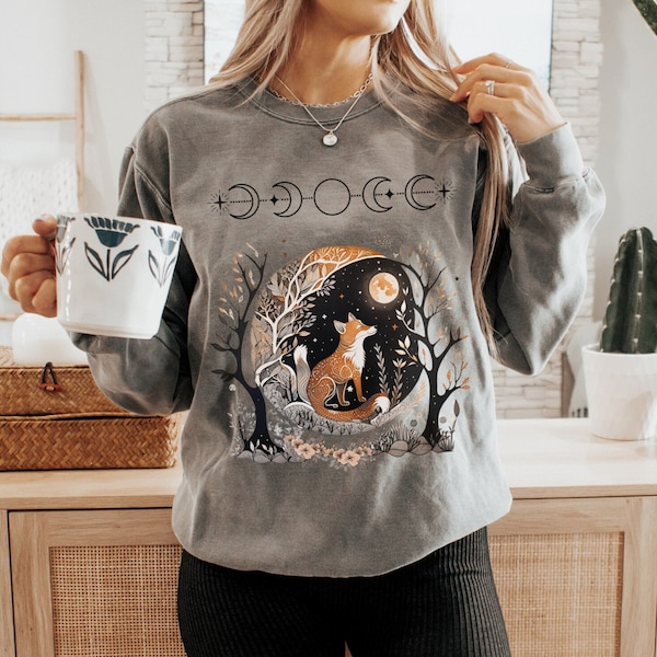 Goblincore sweatshirt fox witchy whimsigoth t-shirt celestial fairycore dark cottagecore shirt nature witch witchy aesthetic shirt