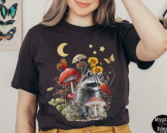 Camisa Cottagecore Possum camiseta Mushroom Goblincore Camisa Opossum Racoon Camisa Possum Sudadera Granola Girl Forestcore