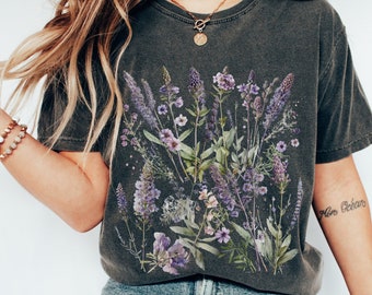 Spring Cottagecore Shirt Goblincore shirt Lavender Shirt Boho wildflowers shirt Nature Shirt Botanical Shirt Garden Lover Spring Shirt