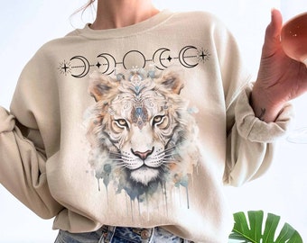 Sudadera de tigre camisa de tigre blanco camisa de cara de tigre vintage cottagecore sudadera de tigre regalo amante del tigre para el suéter amante del tigre goblincore