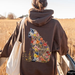 Cat hoodie cottagecore hoodie cottage core clothing cat lover hoodie cat mom hoodie catlovers sweater floral cat hoody pressed flowers