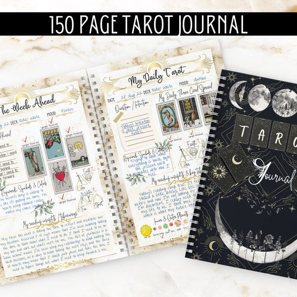 TAROT JOURNAL | Tarot Stickers | Tarot Planner | tarot card tracker | 150 page tarot journal | daily tarot journal book | tarot workbook