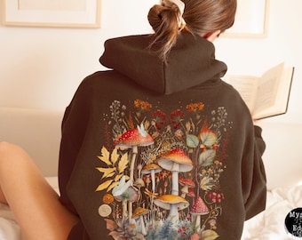 Mushroom hoodie unisex brown cottagecore  hoodie goblincore dark cottagecore clothing goblincore aesthetic mushroom sweatshirt oversized