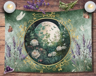 Green Witch Altar Cloth Nature Witch Wicca altar cloth Wicca Décor Spring Summer Tarot cloth witchy decor wicca decor green witch aesthetic