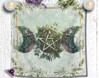 Green Witch Altar Cloth Nature Witch Wicca altar cloth Wicca Décor Spring Summer Tarot cloth witchy decor wicca decor green witch aesthetic