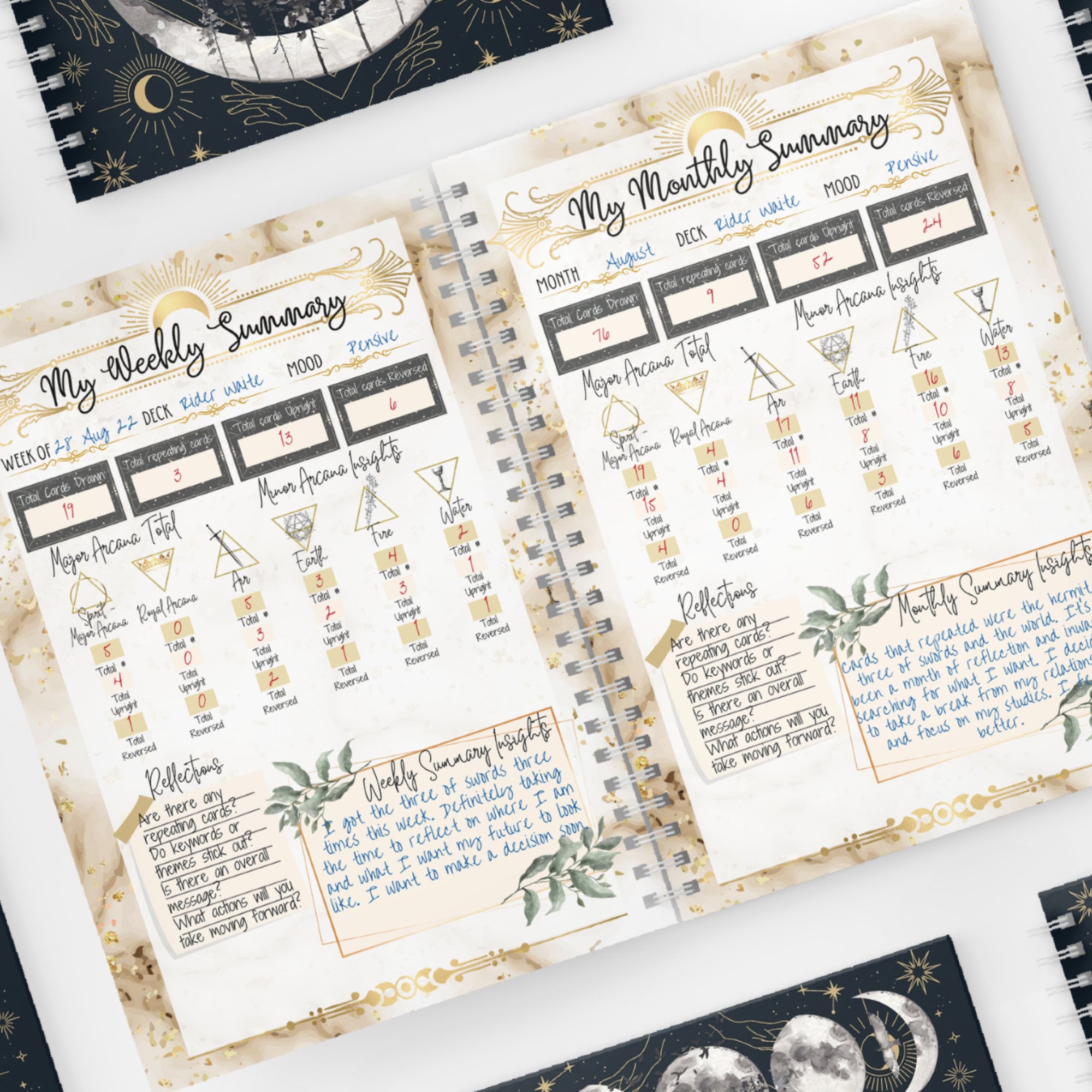 TAROT JOURNAL Tarot Stickers Tarot Planner Tarot Card Tracker 150 Page Tarot  Journal Daily Tarot Journal Book Tarot Workbook 