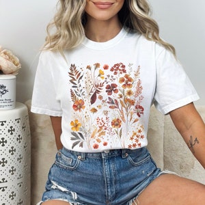 Granola Girl Shirt Vintage Cottagecore Shirt Goblincore shirt Boho wilde bloemen shirt Natuur Shirt Botanische Shirt Herfst Esthetiek White