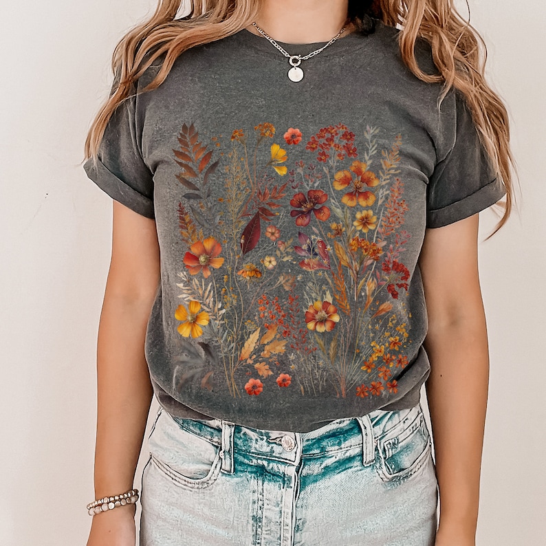 Granola Girl Shirt Vintage Cottagecore Shirt Goblincore shirt Boho wilde bloemen shirt Natuur Shirt Botanische Shirt Herfst Esthetiek afbeelding 5