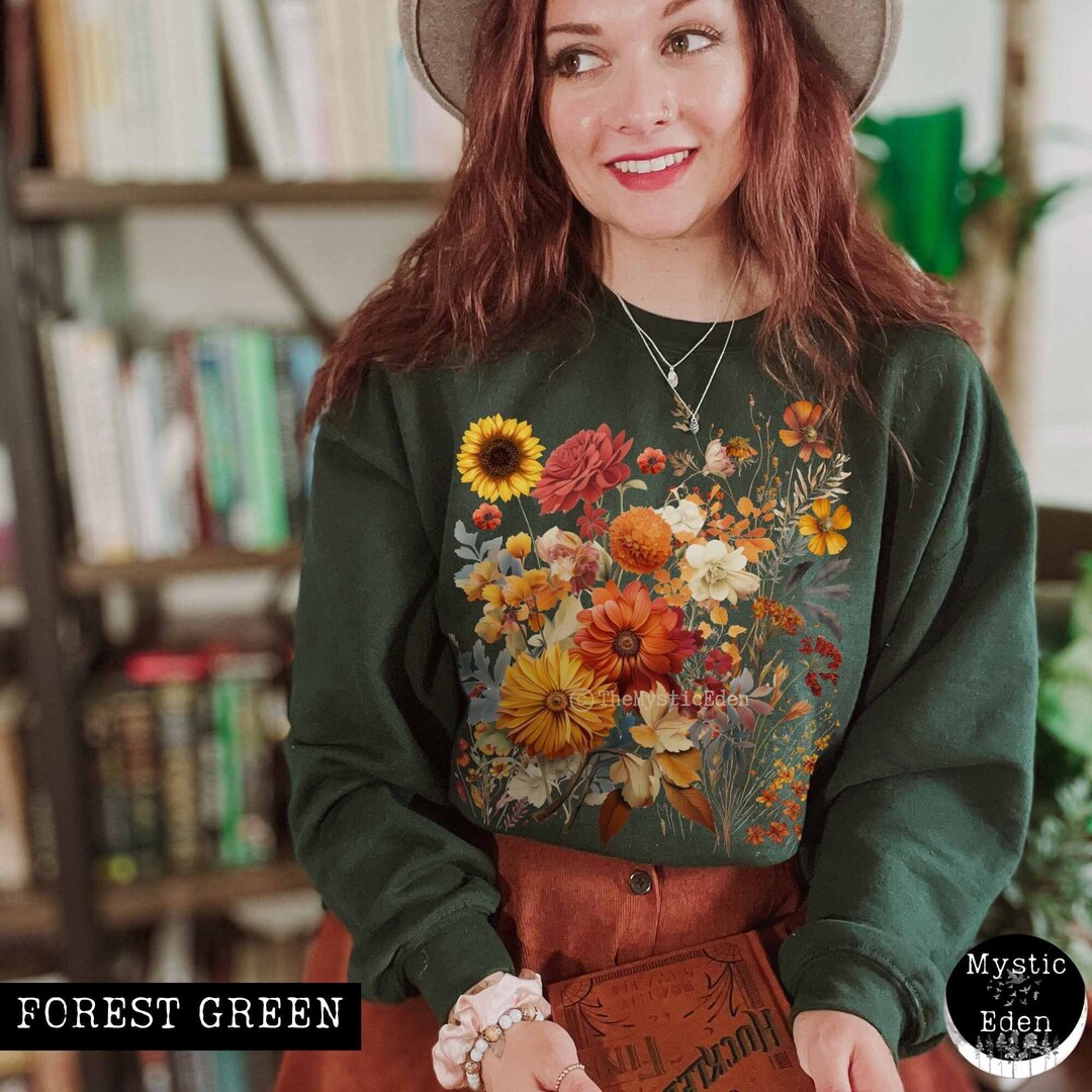 Wildflower Sweatshirt Fall Sweater Autumn Cottagecore Sweatshirt ...